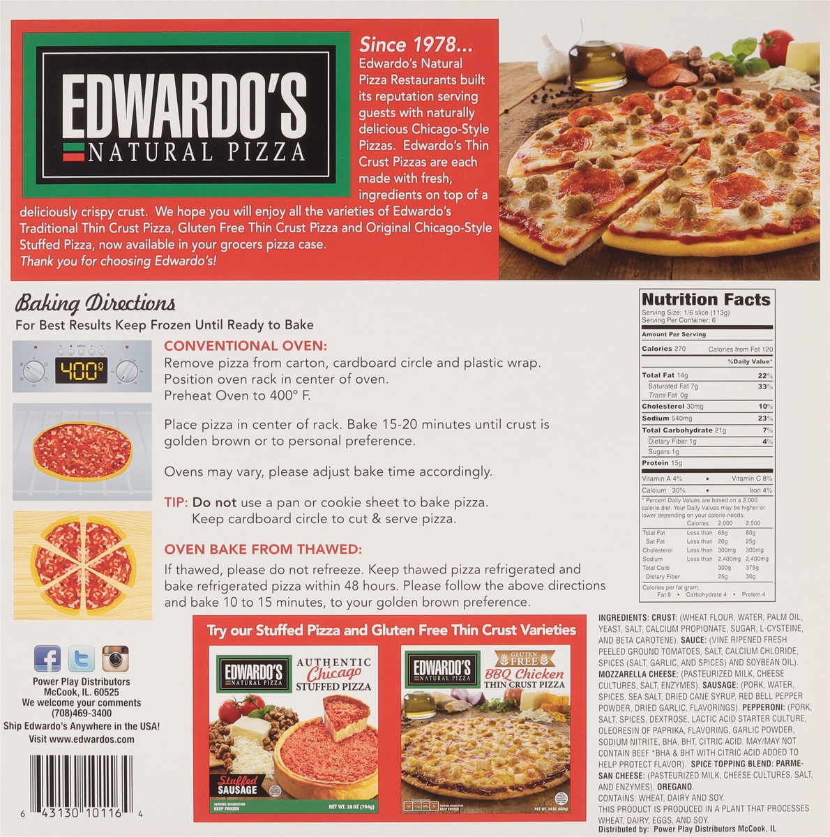 slide 3 of 9, Edwardo's Thin Crust Traditional Sausage & Peperoni Pizza 24 oz, 24 oz