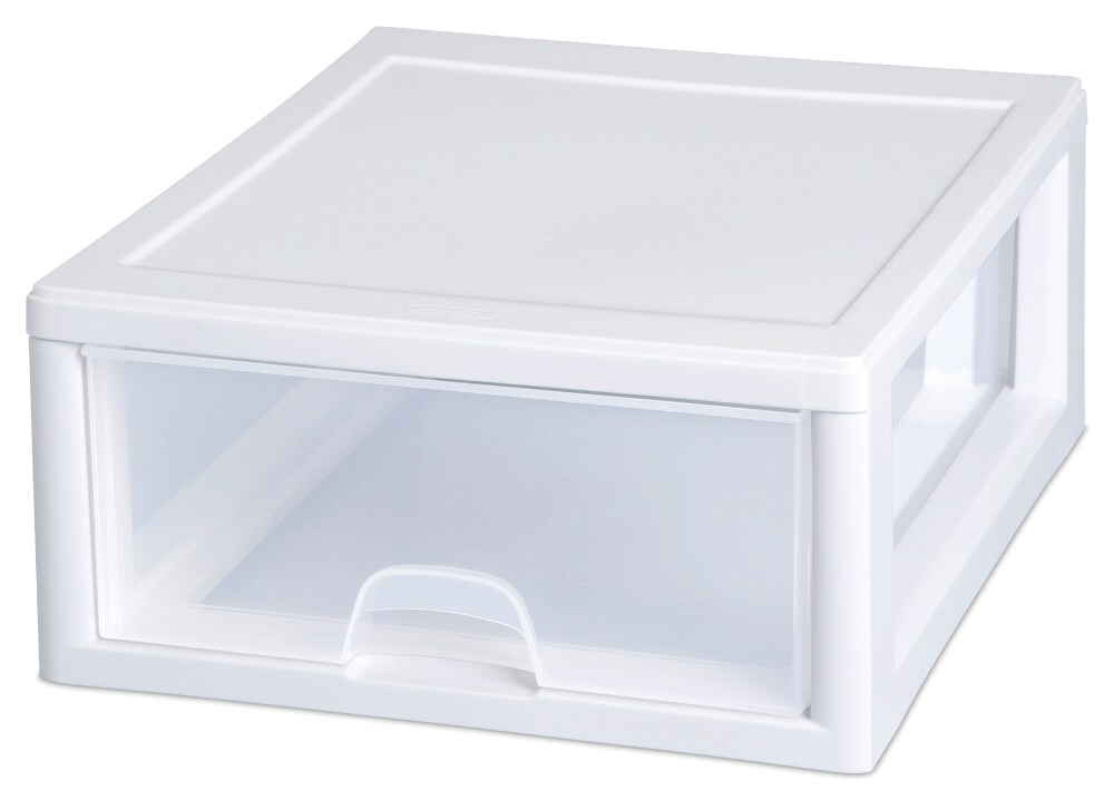 slide 1 of 1, Sterilite Clear/White 16 Quart Individual Stacking Drawer, 16 qt