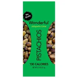 Wonderful Pistachios No Shells Jalapeño Lime Flavored Nuts, 0.75 oz Bag