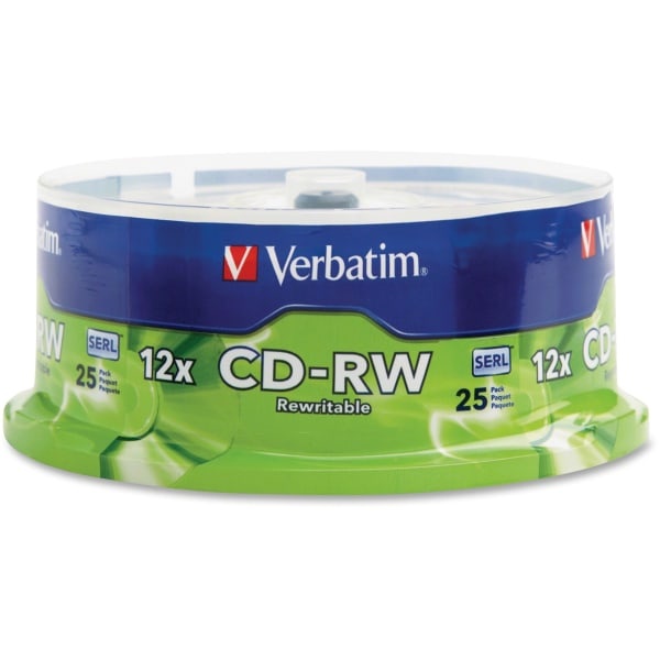 slide 1 of 2, Verbatim Cd-Rw 700Mb 4X-12X High Speed Discs With Branded Surface, Spindle Of 25, 1 ct