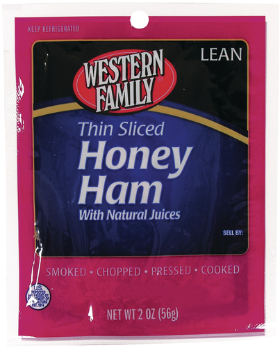 slide 1 of 1, Western Family Honey Ham Thin Sliced, 2 oz