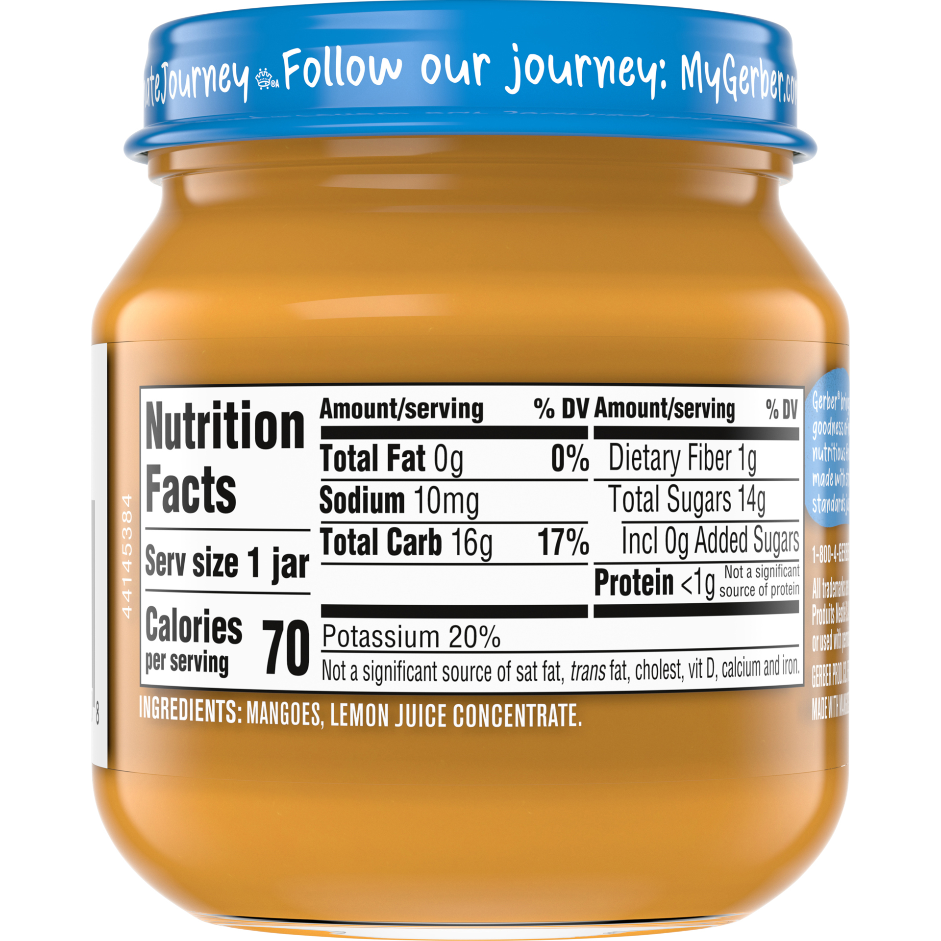 slide 4 of 5, Gerber Stage 1 Baby Food, Mango Jar, Fruit Puree, Non-GMO, Baby Puree, 4 oz