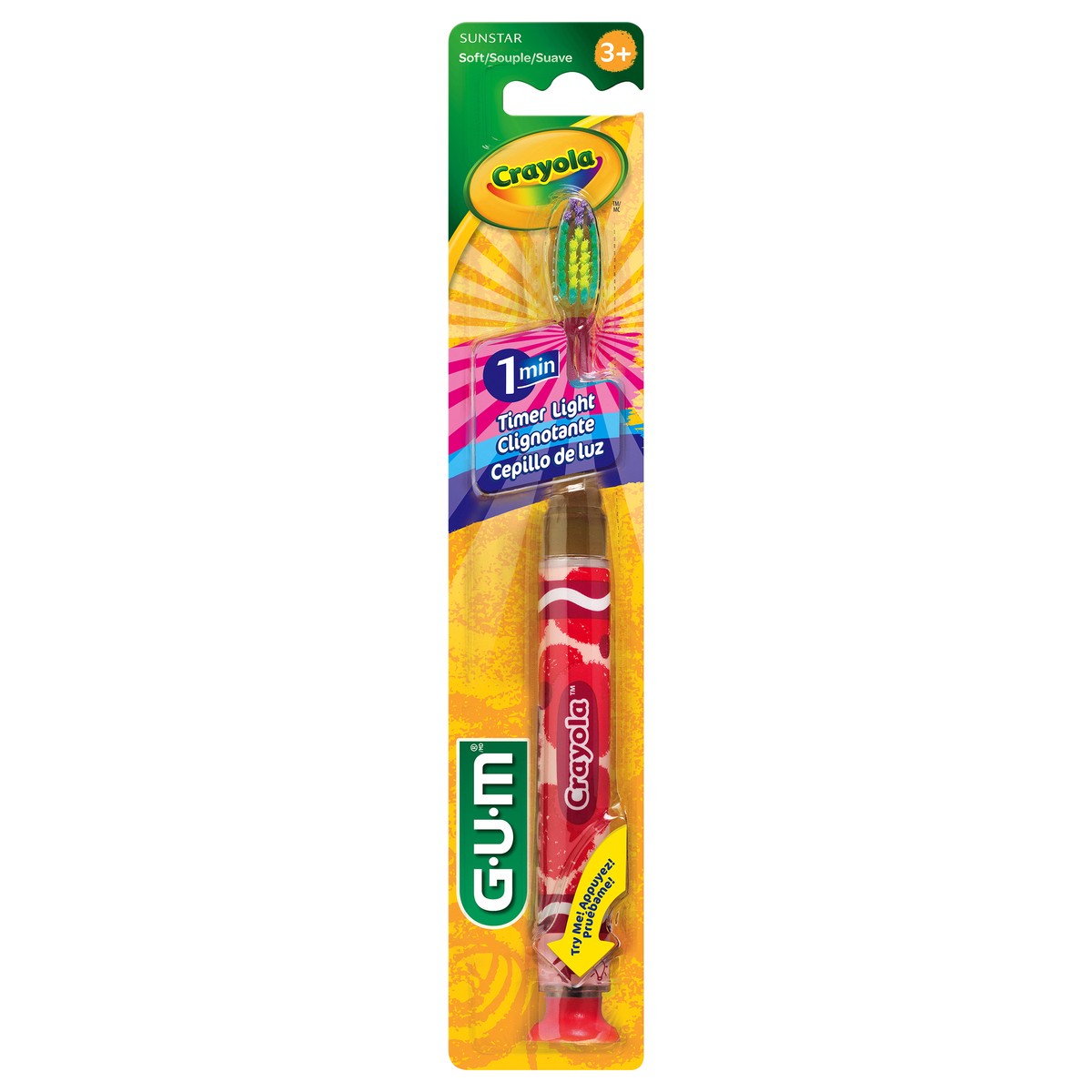 slide 1 of 3, G-U-M Crayola Crayola Timer Light Soft Toothbrush 1 ea, 1 ct