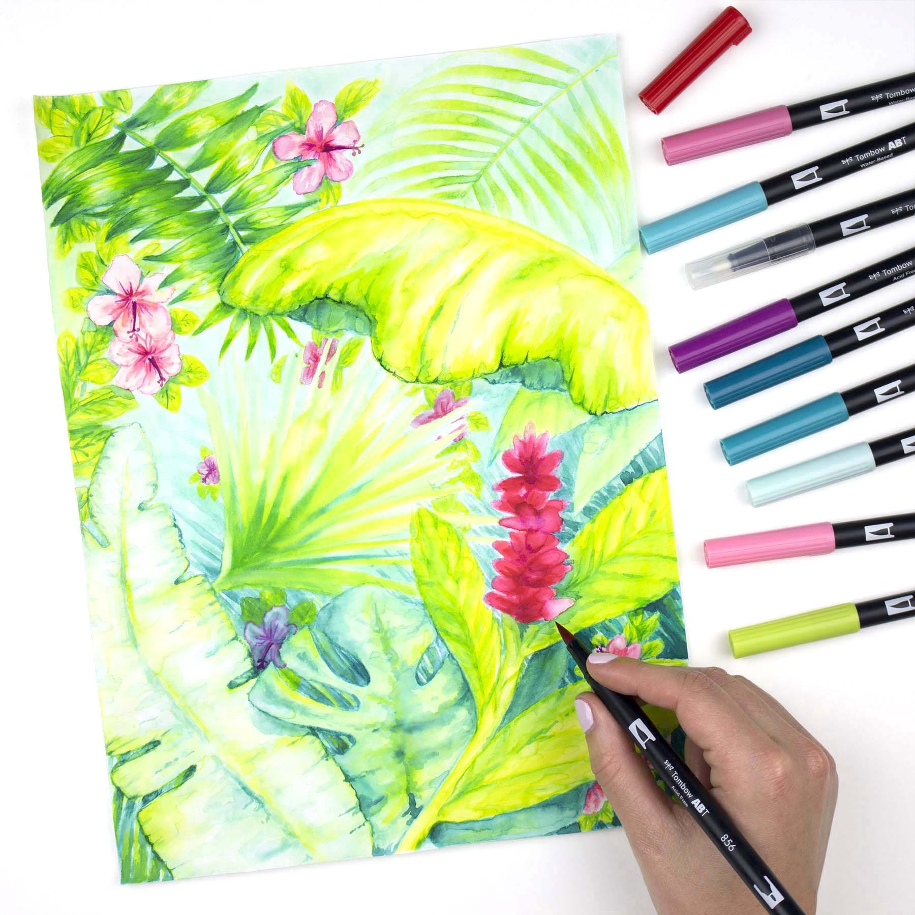 slide 7 of 8, Tombow Tropical Palette Dual Brush Pens, 10 ct