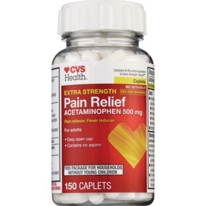 slide 1 of 1, CVS Health Pain Relief Extra Strength Acetaminophen Caplets, 150 Ct, 150 ct