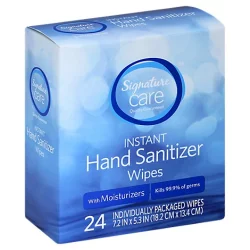 Signature Care Hand Sanitizer Wipes Instant With Moisturizers - 24 Count