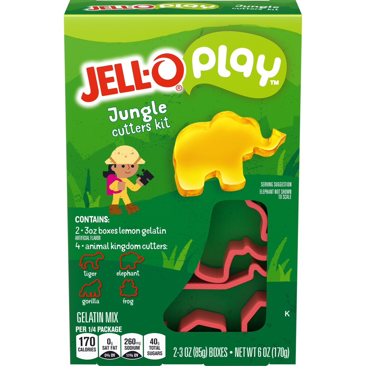 slide 12 of 14, Jell-O Play Jungle Cutters Kit with Lemon Gelatin Mix, 6 oz Box, 6 oz