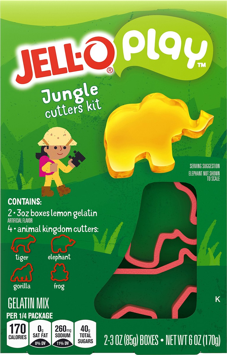 slide 5 of 14, Jell-O Play Jungle Cutters Kit with Lemon Gelatin Mix, 6 oz Box, 6 oz