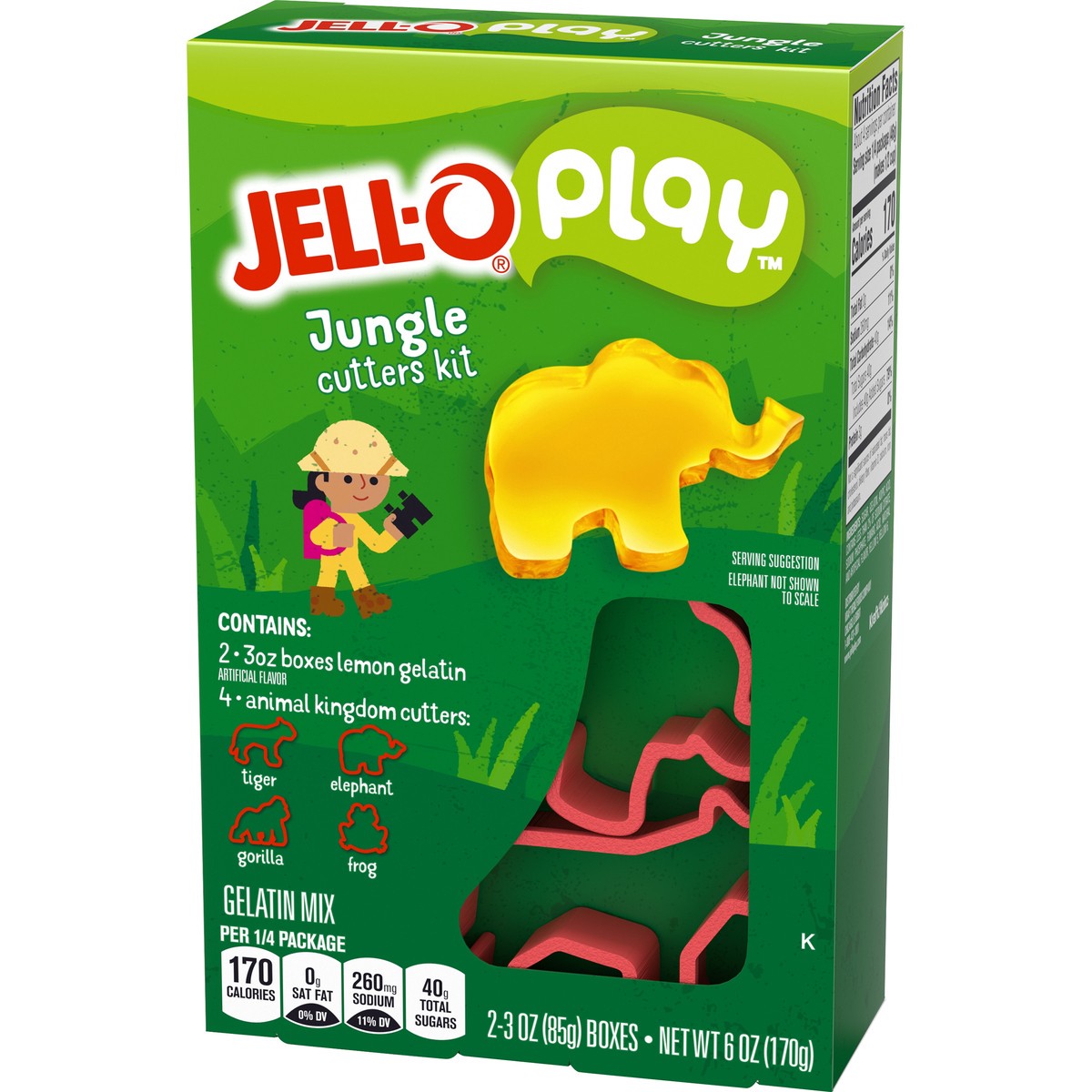 slide 6 of 14, Jell-O Play Jungle Cutters Kit with Lemon Gelatin Mix, 6 oz Box, 6 oz