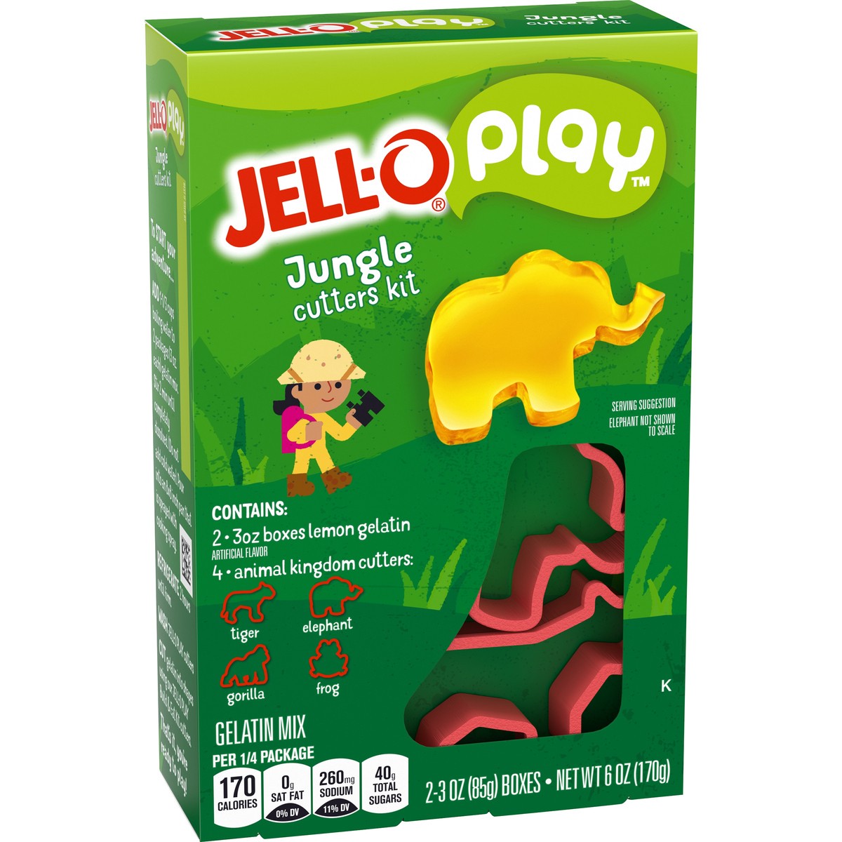 slide 8 of 14, Jell-O Play Jungle Cutters Kit with Lemon Gelatin Mix, 6 oz Box, 6 oz