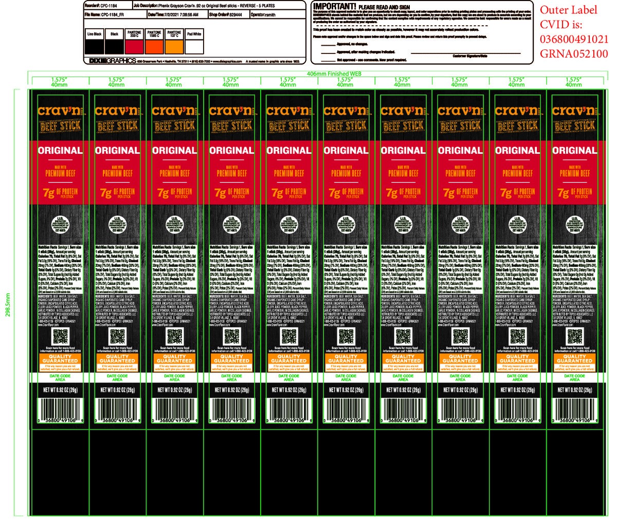 slide 10 of 14, Crav'n Flavor Beef Stick, Original 0.92 Oz, 0.92 oz