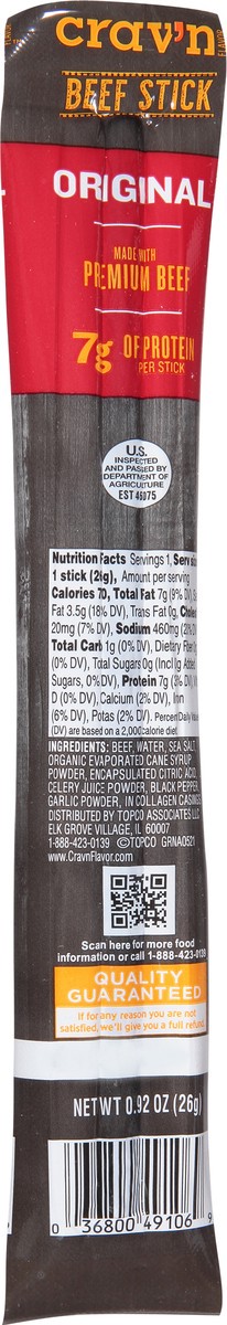 slide 8 of 14, Crav'n Flavor Beef Stick, Original 0.92 Oz, 0.92 oz