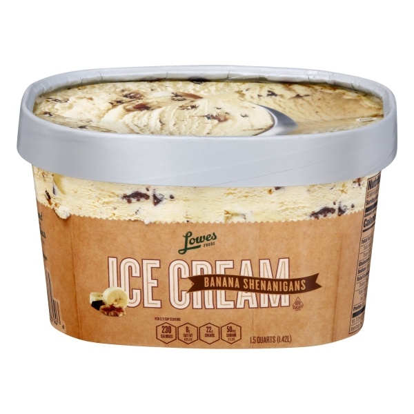 slide 1 of 5, Lowes Foods Ice Cream Premium Banana Shenanigans, 48 oz