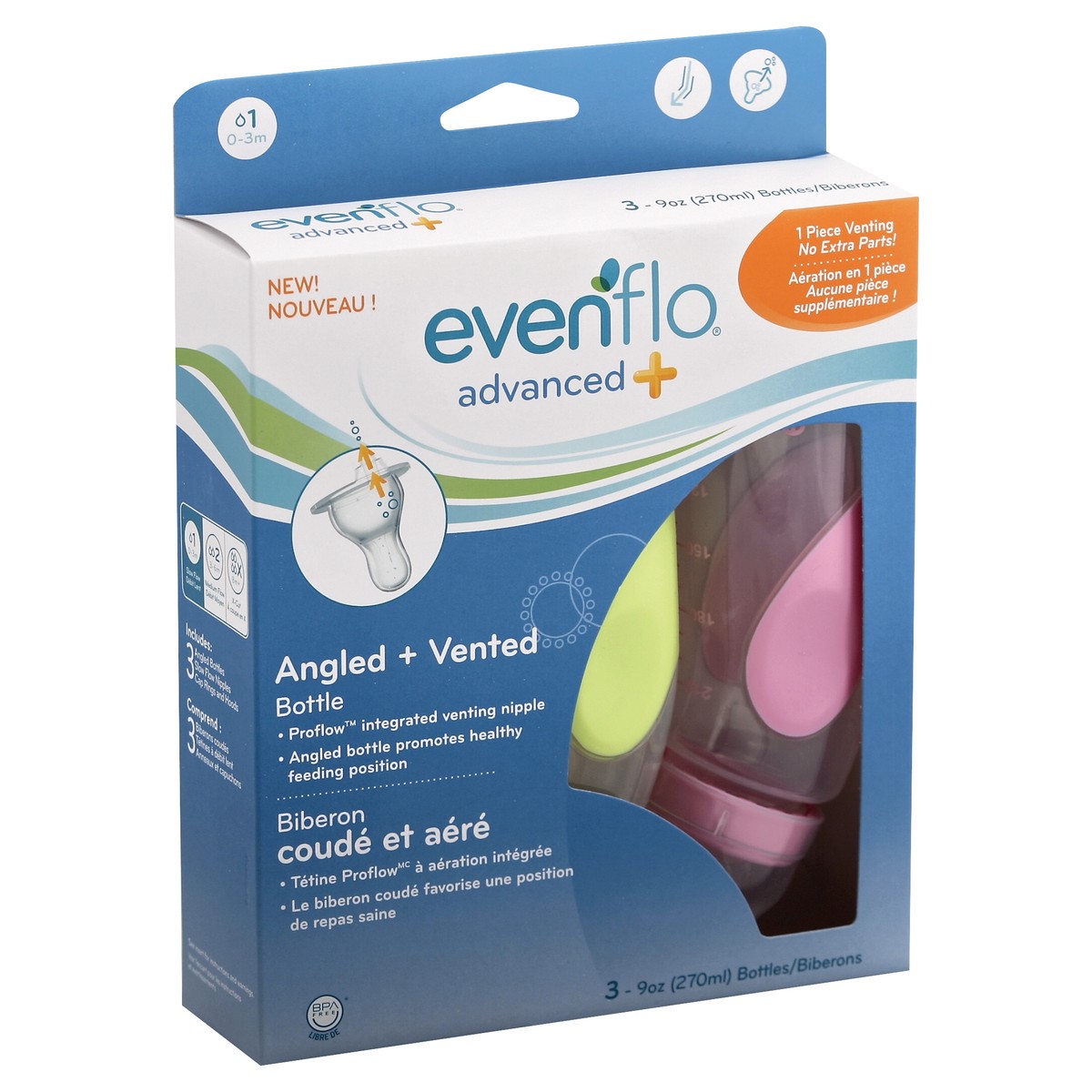 slide 4 of 7, Evenflo Bottles 3 ea, 3 ct