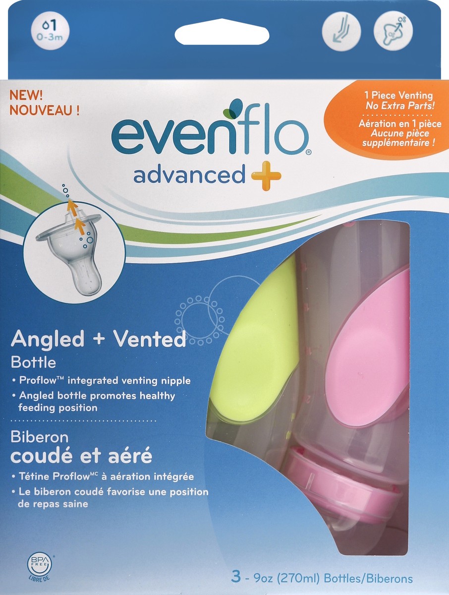 slide 1 of 7, Evenflo Bottles 3 ea, 3 ct