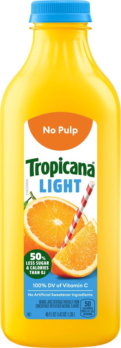 slide 6 of 11, Tropicana Light Orange Juice, No Pulp, 46 fl oz, 46 oz