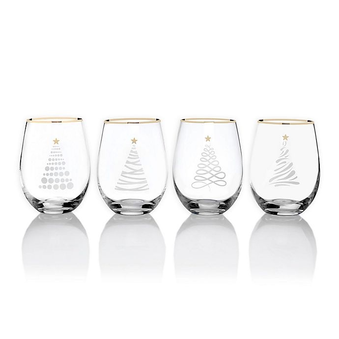 Christmas Tree Set of 4 Wine Glasses