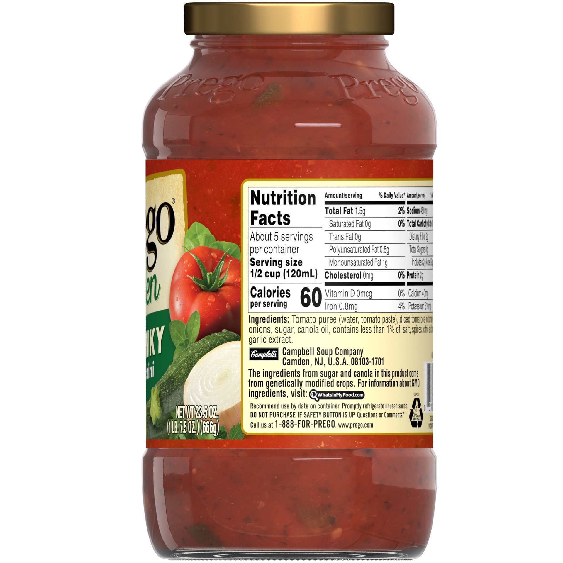 slide 4 of 5, Prego Zucchini Pasta Sauce, 23.5 oz