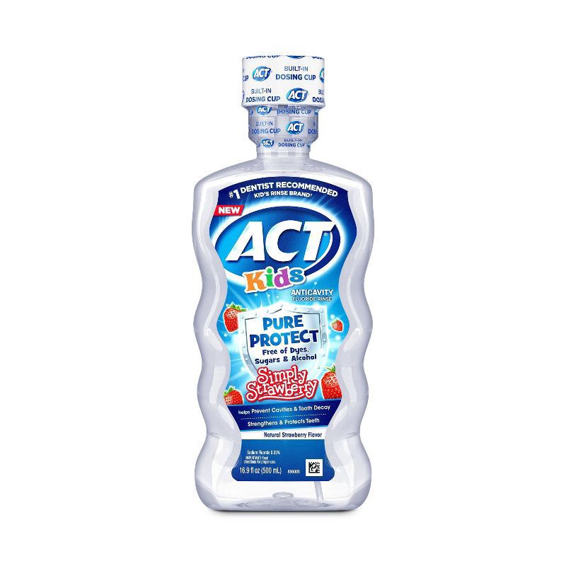 slide 1 of 10, ACT Kids' Pure Protect Strawberry Anticavity Fluoride Mouthwash - 16.9 fl oz, 16.9 fl oz