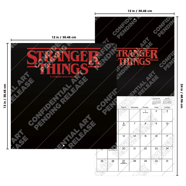 slide 2 of 6, 2026 DateWorks Wall Calendar, 12"" x 12"", Stranger Things, January To December, 264043OD, 1 ct