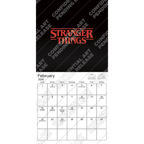 slide 3 of 6, 2026 DateWorks Wall Calendar, 12"" x 12"", Stranger Things, January To December, 264043OD, 1 ct