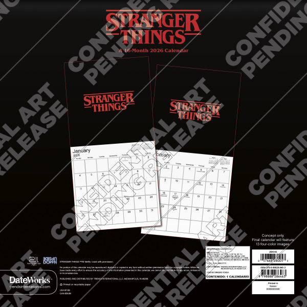 slide 5 of 6, 2026 DateWorks Wall Calendar, 12"" x 12"", Stranger Things, January To December, 264043OD, 1 ct