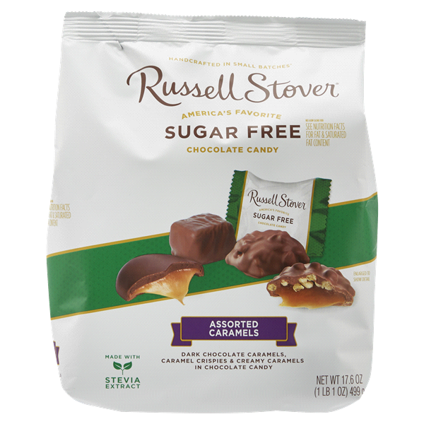 slide 1 of 1, Russell Stover Sugar Free Assorted Chocolate Caramels, 17.6 oz. bag (˜ 36 pieces), 17.6 oz