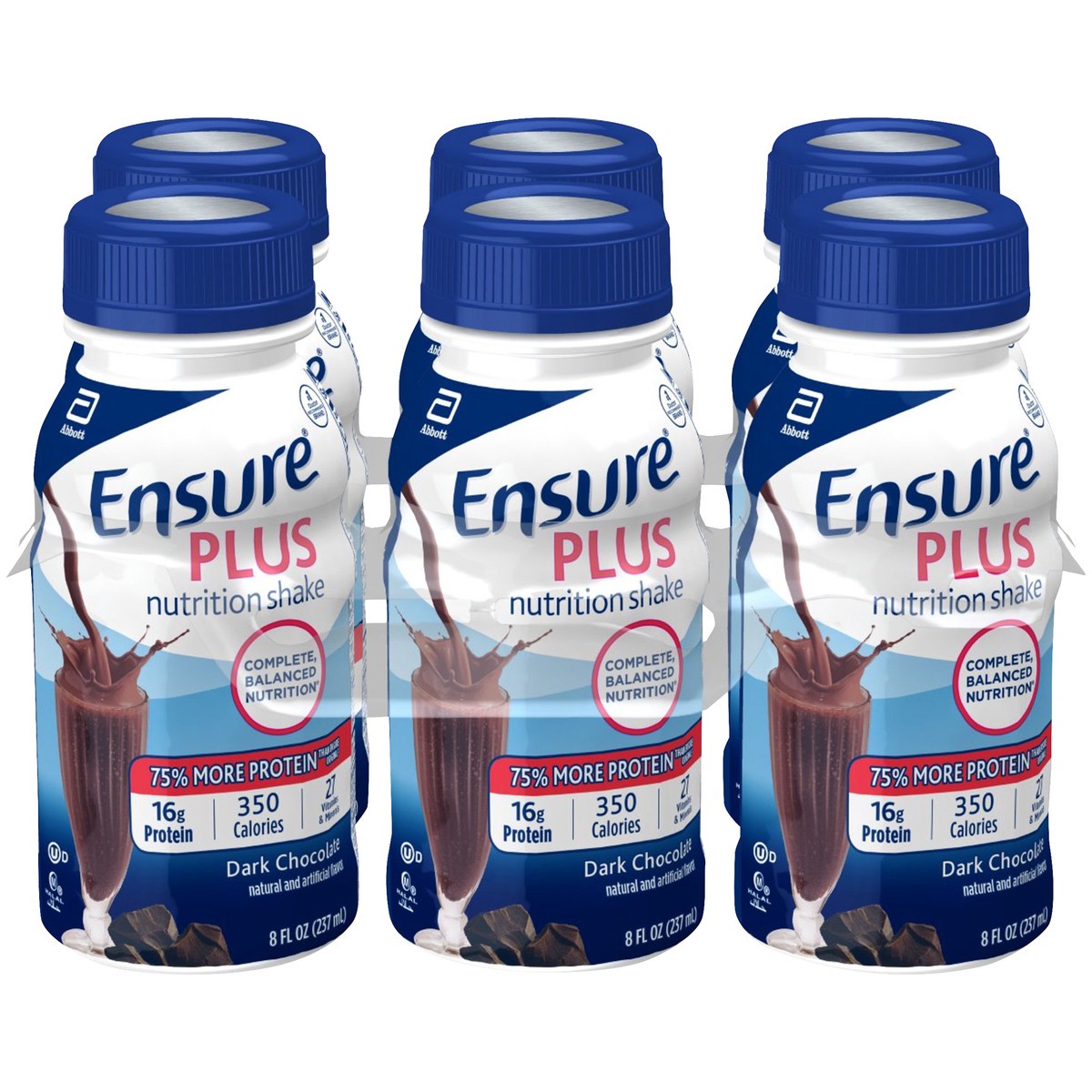 slide 1 of 9, Ensure Plus Nutrition Shake Dark Chocolate Ready-To-Drink 8 Fl Oz, 6Ct, 1 ct