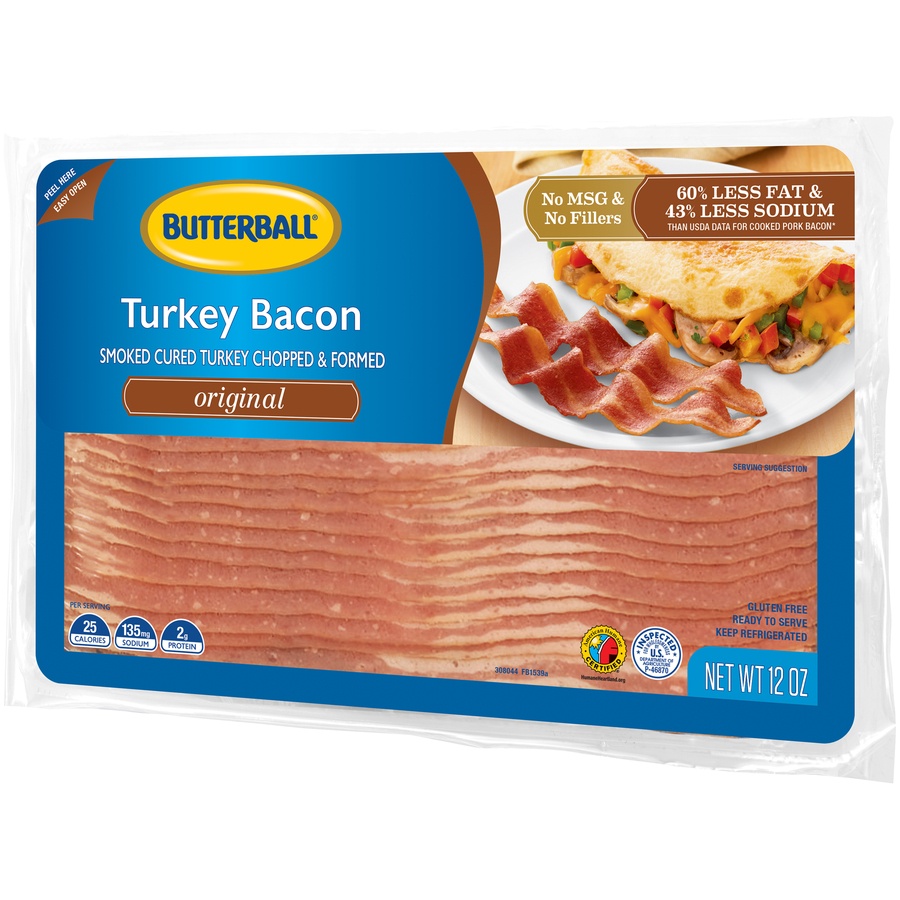 slide 3 of 8, Butterball Every Day Original Turkey Bacon, 12 oz