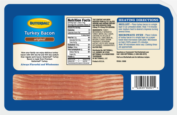 slide 4 of 5, Butterball Every Day Original Turkey Bacon, 12 oz