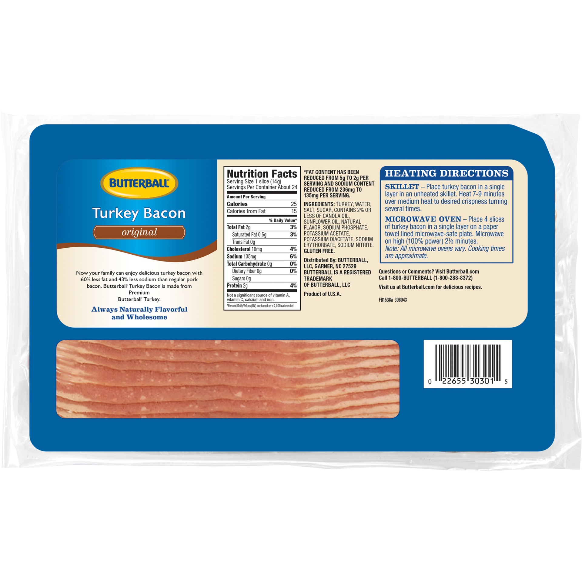 slide 6 of 8, Butterball Every Day Original Turkey Bacon, 12 oz