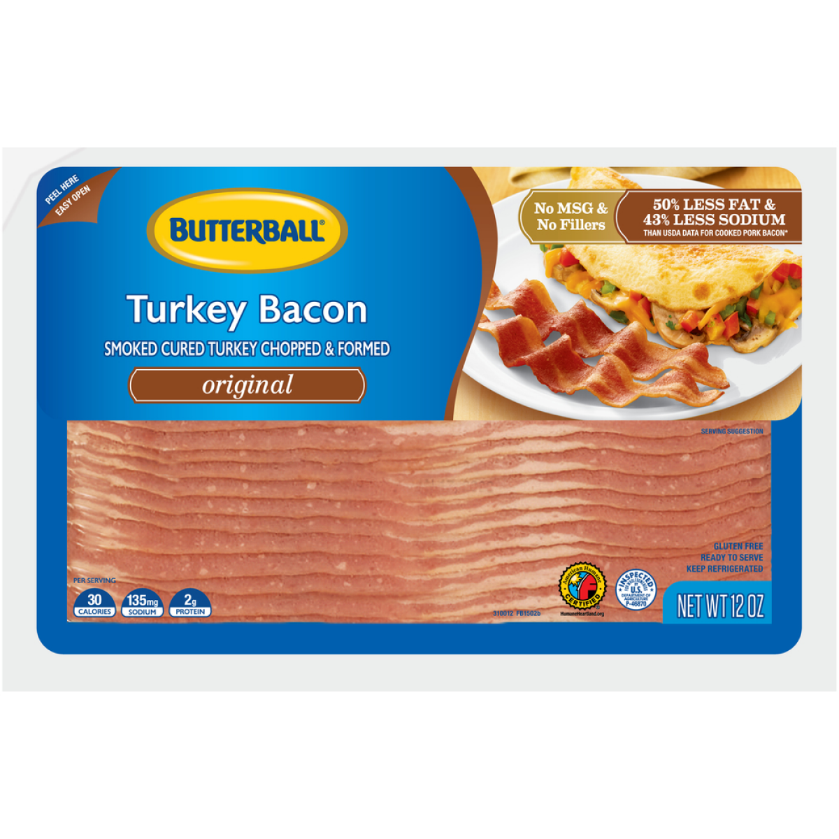 slide 1 of 5, Butterball Every Day Original Turkey Bacon, 12 oz