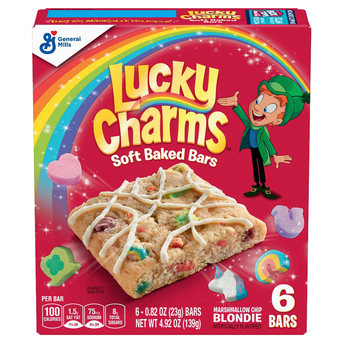 slide 1 of 1, Lucky Charms Soft Baked Bars, 4.9 oz