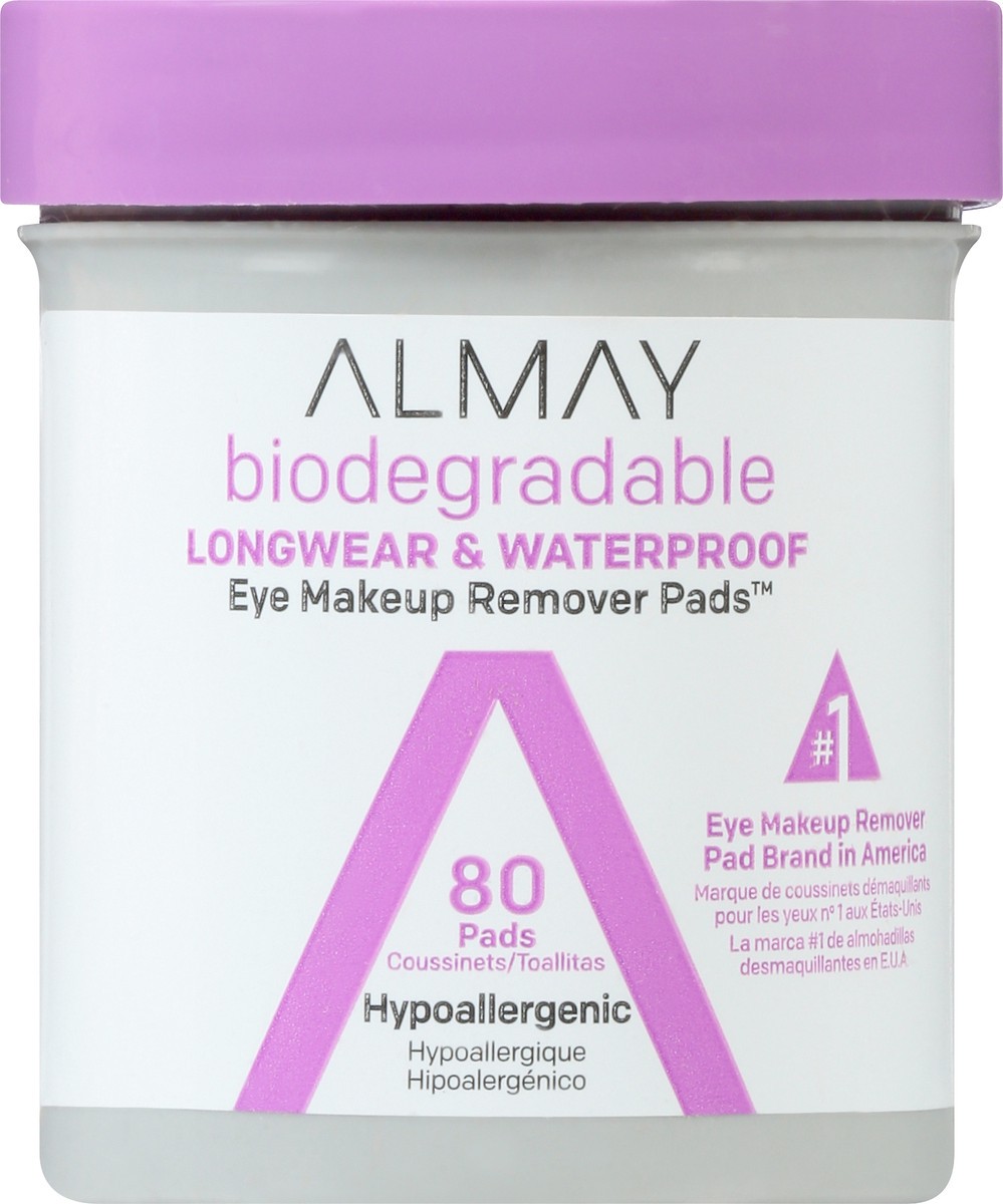 slide 1 of 9, Almay Biodegradable Longwear & Waterproof Eye Makeup Remover Pads 80 ea, 80 ct