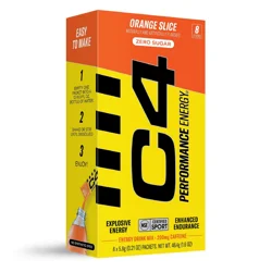 C4 Sport Sport Performance Energy Zero Sugar Orange Slice Energy Drink Mix, 8 - 5.8 g Packets