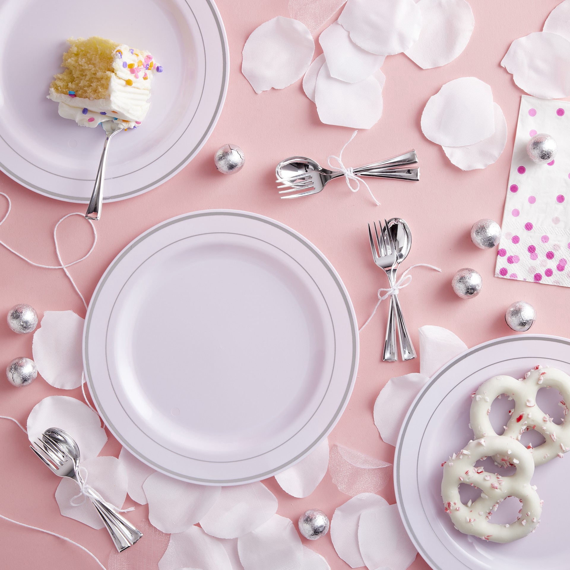 slide 2 of 2, 7.5" Round Lunch Plates With Silver Trim By Celebrate It, 10ct., 10 ct