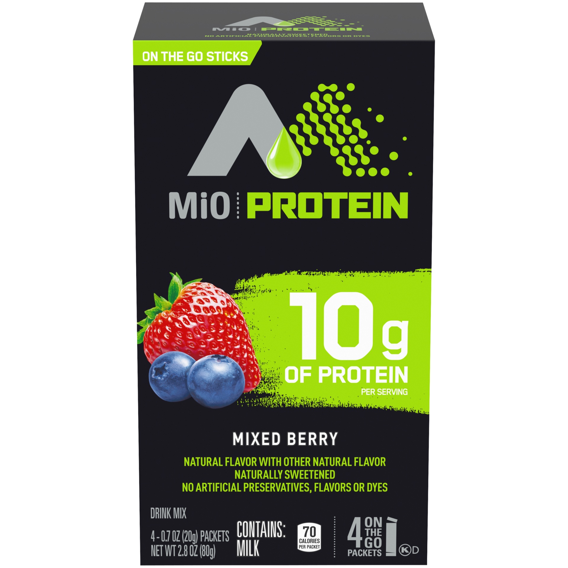 slide 1 of 6, MiO Protein Mixed Berry Powdered Drink Mix, 4 ct; 0.7 oz