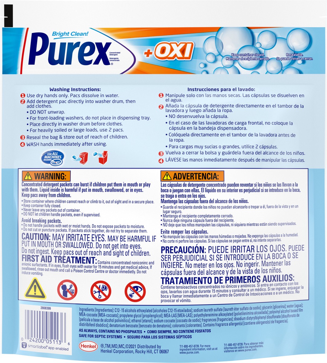 slide 2 of 3, Purex 4-in-1 + OXI Laundry Detergent Pacs, Fresh Morning Burst, 56 Count, 56 ct