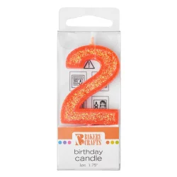 Bakery Crafts Glitter Orange 2 Birthday Candle