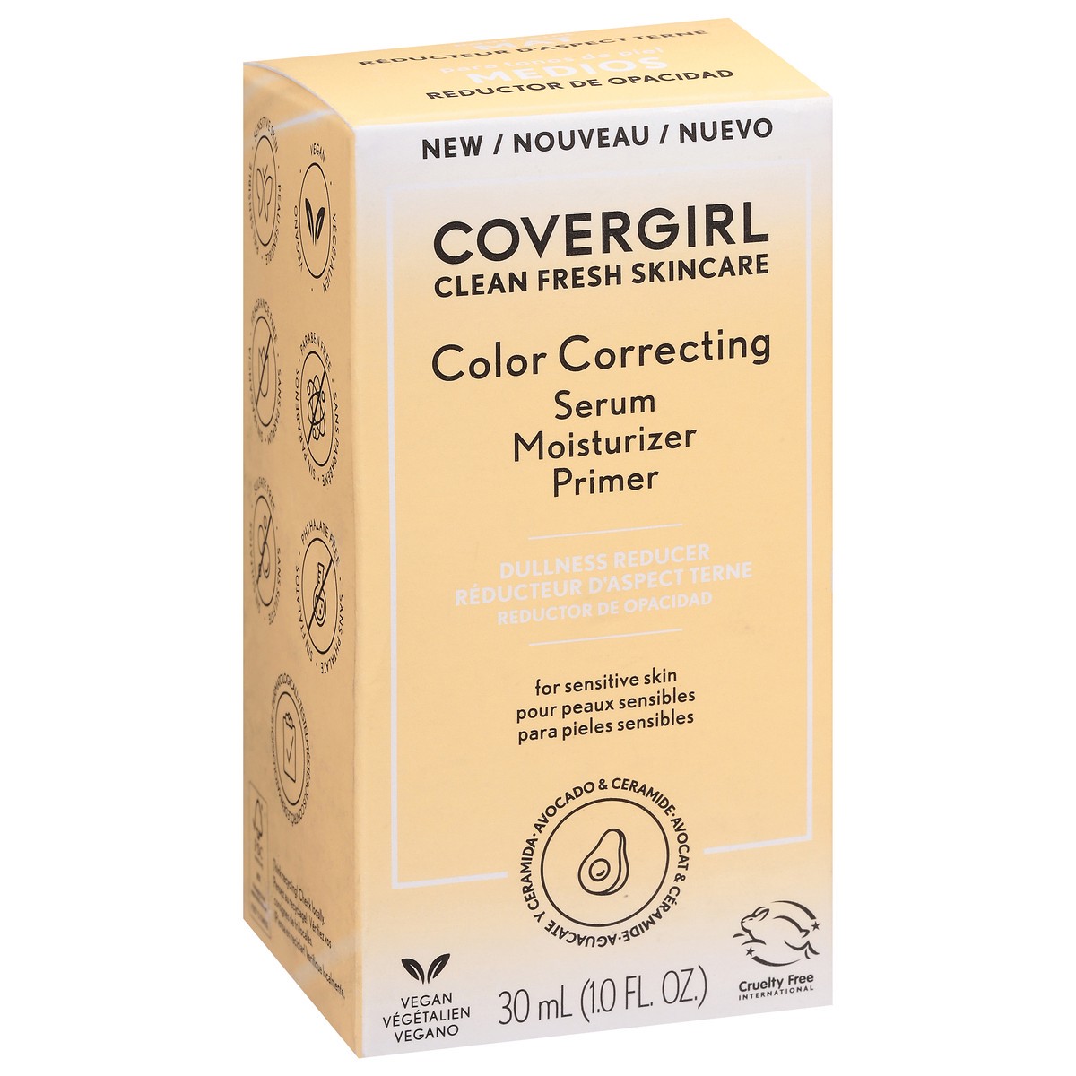 slide 10 of 10, COTY COVERGIRL SKIN COVERGIRL Clean Fresh Color Correcting Serum + Moisturizer + Primer – Moisturizer, Face Primer, Covergirl Skincare, Vegan Formula – Medium, 30ml (1.0 fl oz), 30 ml