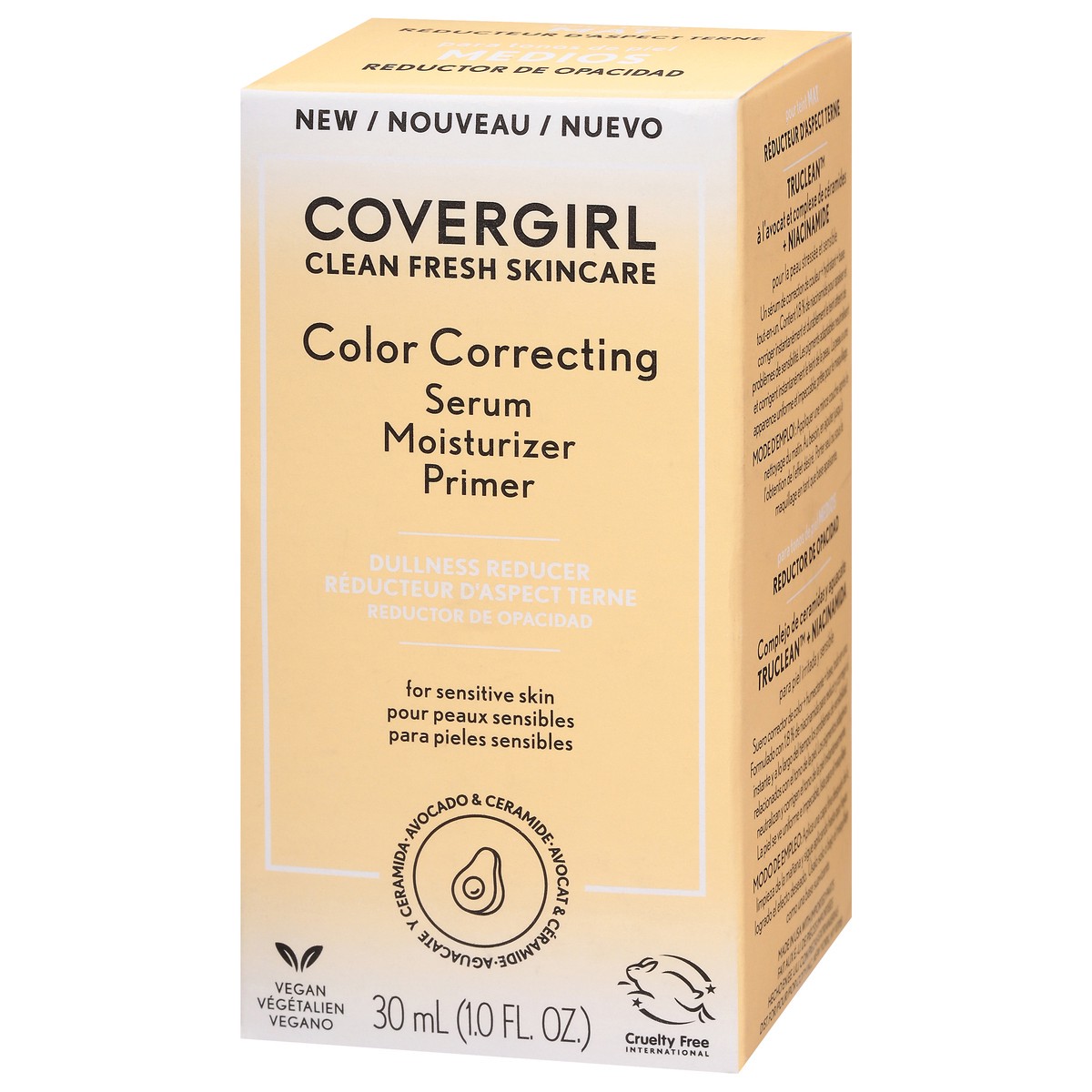 slide 7 of 10, COTY COVERGIRL SKIN COVERGIRL Clean Fresh Color Correcting Serum + Moisturizer + Primer – Moisturizer, Face Primer, Covergirl Skincare, Vegan Formula – Medium, 30ml (1.0 fl oz), 30 ml