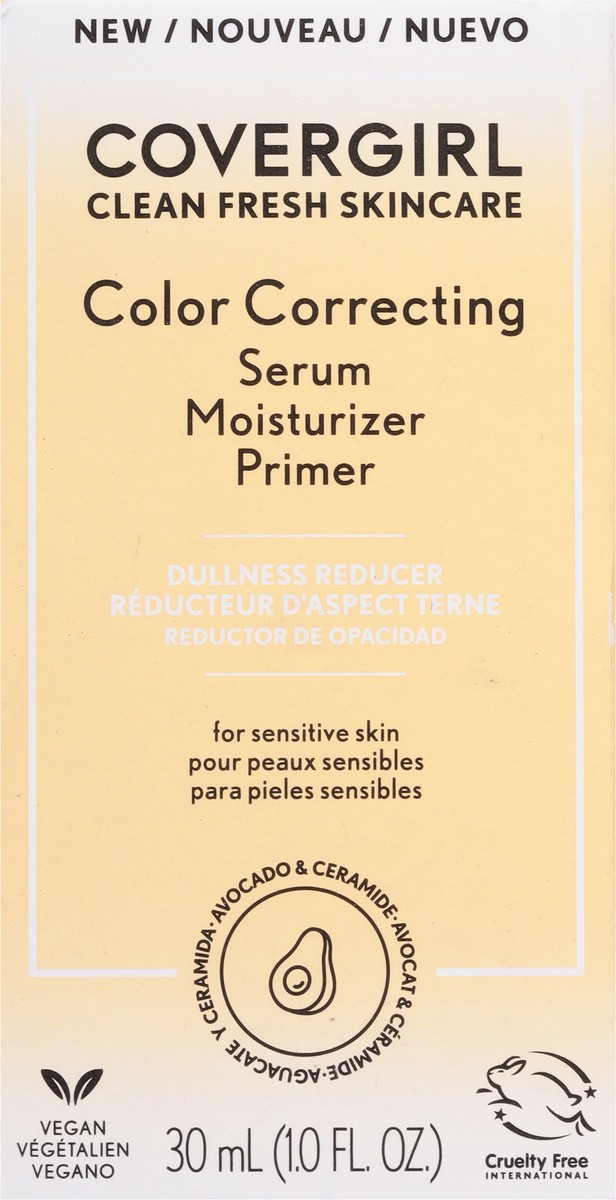 slide 6 of 10, COTY COVERGIRL SKIN COVERGIRL Clean Fresh Color Correcting Serum + Moisturizer + Primer – Moisturizer, Face Primer, Covergirl Skincare, Vegan Formula – Medium, 30ml (1.0 fl oz), 30 ml