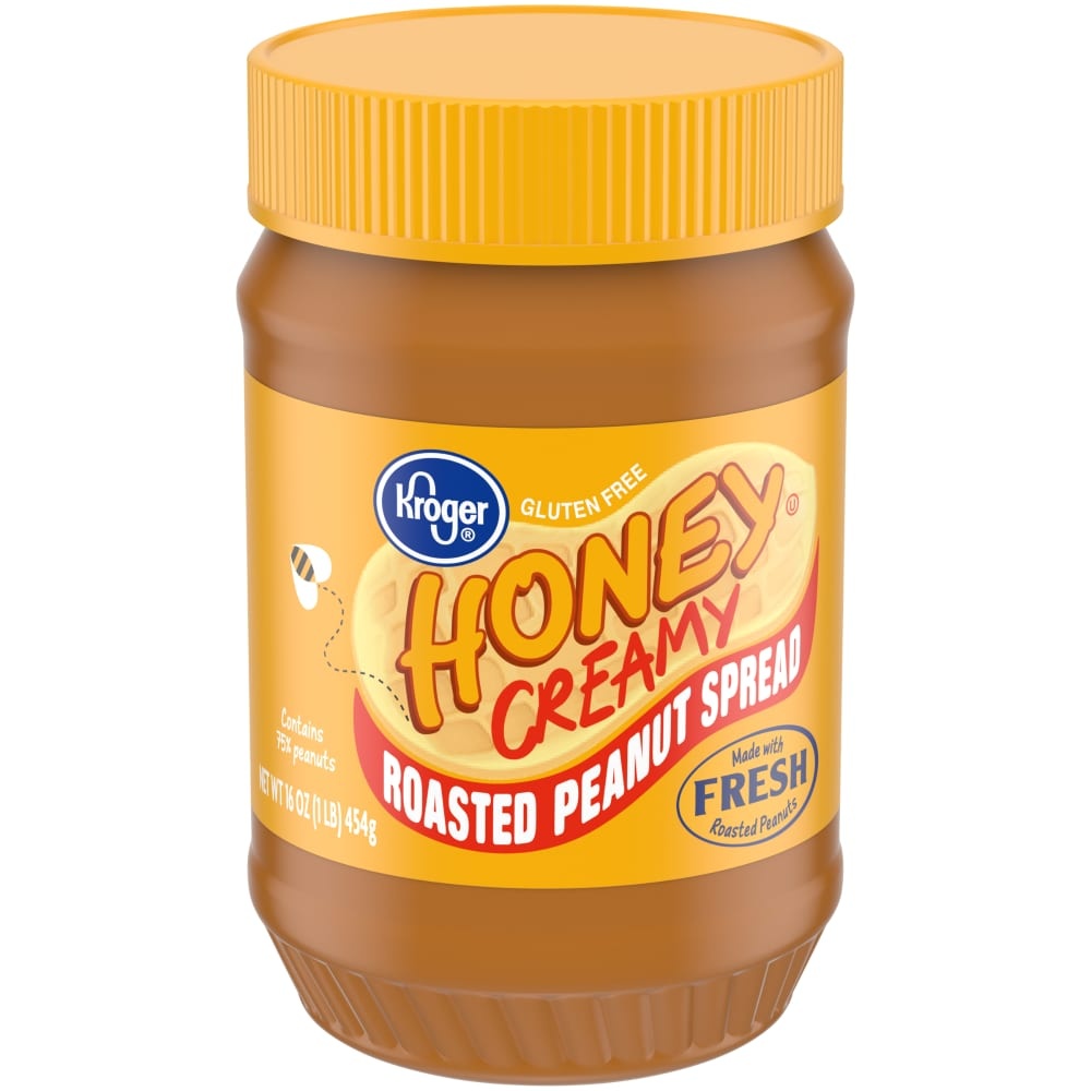 slide 1 of 1, Kroger Creamy Honey Roasted Peanut Spread, 16 oz