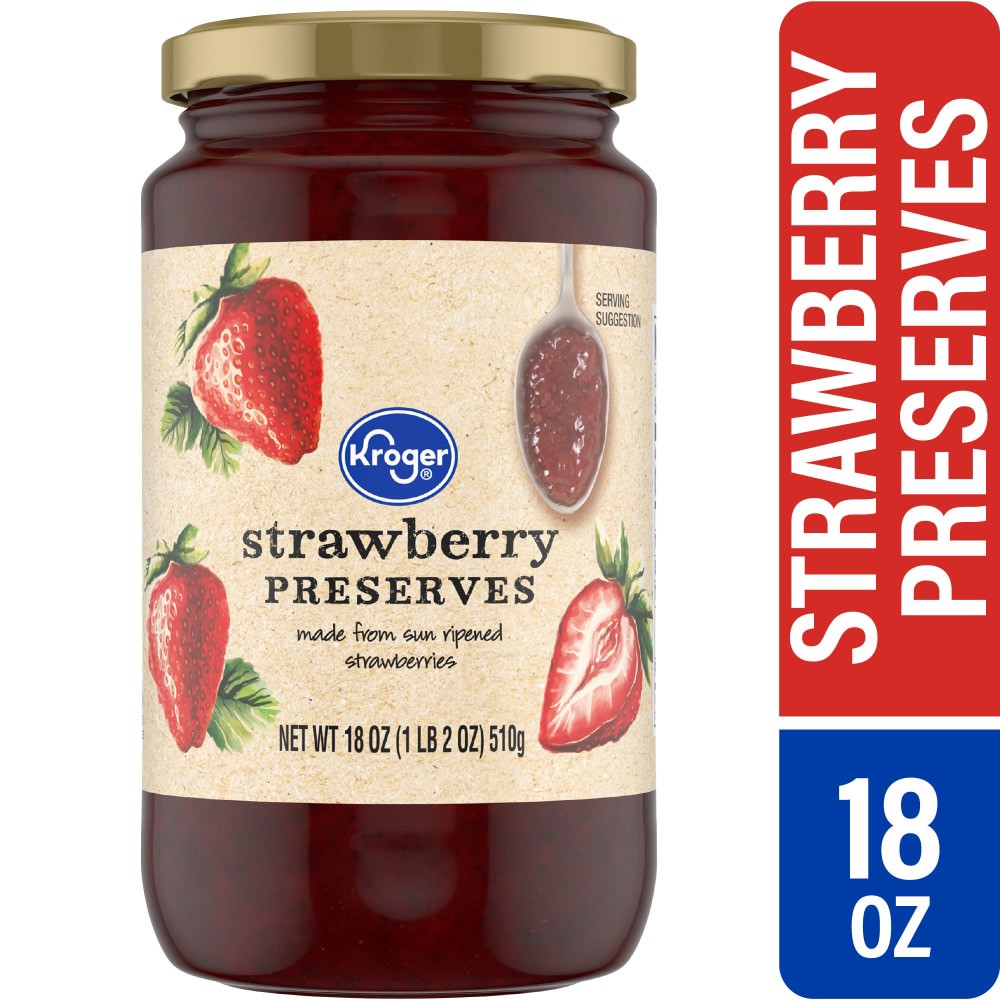 slide 1 of 5, Kroger Strawberry Preserves, 18 oz