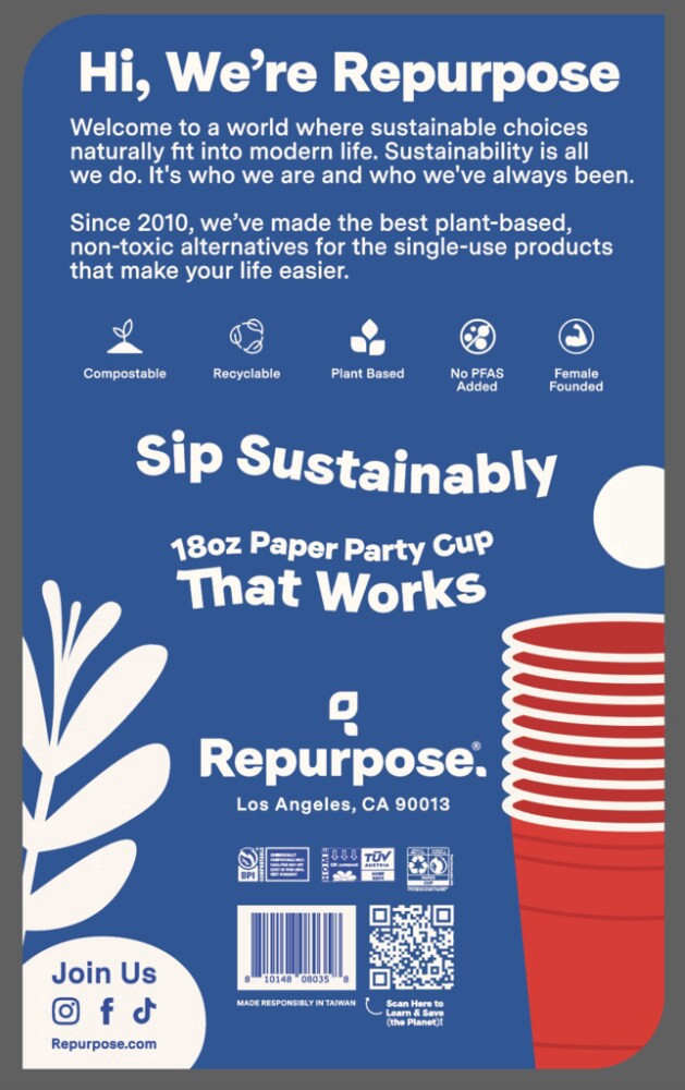 slide 2 of 2, Repurpose Compostable Red Party Cups, 20 ct; 18 oz