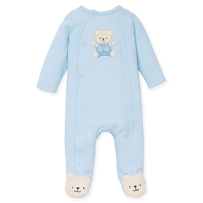 slide 1 of 1, Little Me Preemie Bear Footie Pajama - Blue, 1 ct