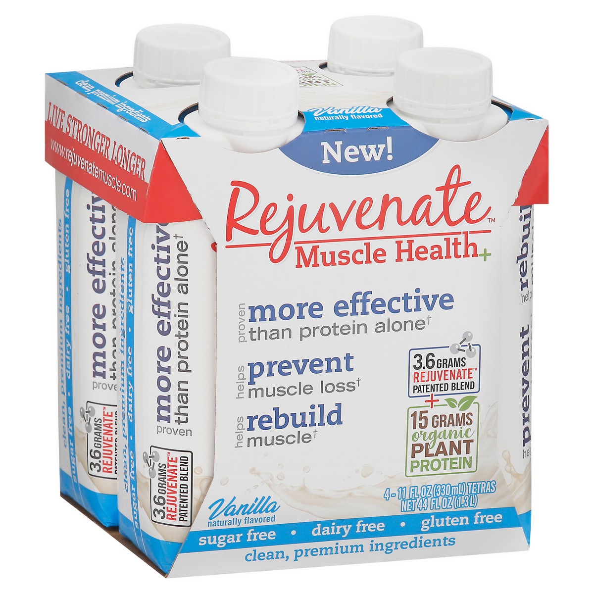 slide 1 of 14, Rejuvenate Muscle Health+ Vanilla Protein Shake 4 - 11 fl oz Cartons, 4 ct
