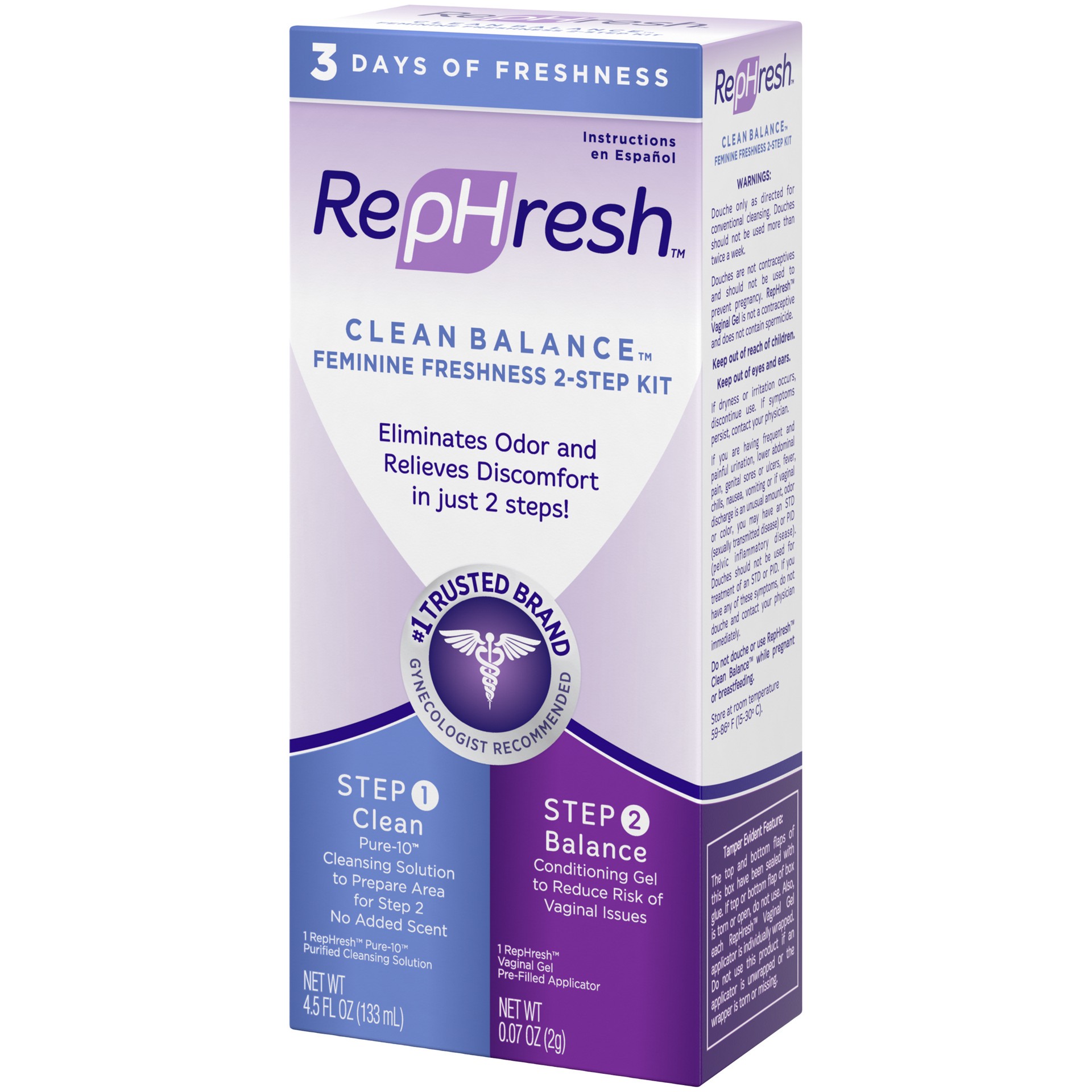 slide 3 of 4, RepHresh Clean Balance Feminine Freshness 2-Step Kit, 4.50 fl oz