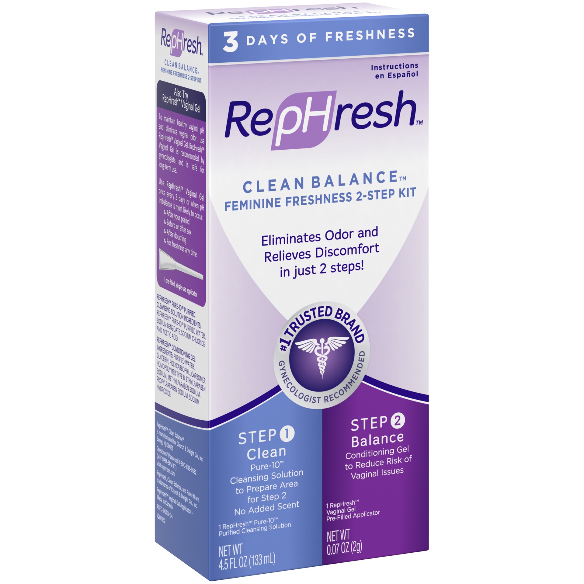 slide 4 of 4, RepHresh Clean Balance Feminine Freshness 2-Step Kit, 4.50 fl oz