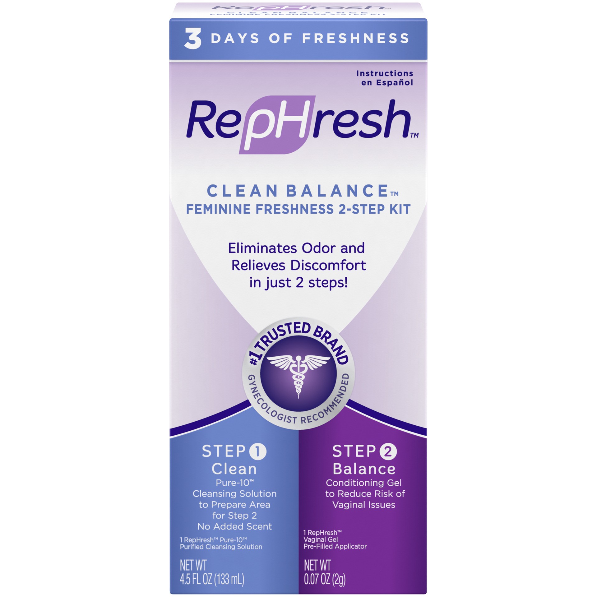 slide 1 of 4, RepHresh Clean Balance Feminine Freshness 2-Step Kit, 4.50 fl oz